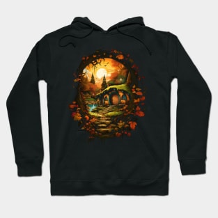 A Halfling Hole in Autumn by Sunset - Fantasy Hoodie